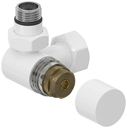 Вентиль Сунержа 3D левый (под шестигранник) G 1/2" НР х G 3/4" НГ (Белый)