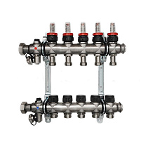 Коллектор Oventrop "Multidis SF" на 5 контуров с регулирующими вставками и расходомерами