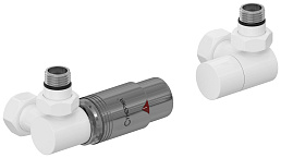 Автоматический терморегулятор Сунержа 3D левый 1/2" НР х 3/4" НГ (белый - чёрный хром)