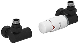 Автоматический терморегулятор Сунержа 3D правый 1/2" НР х G 3/4" НГ (тёмный титан муар - белый)