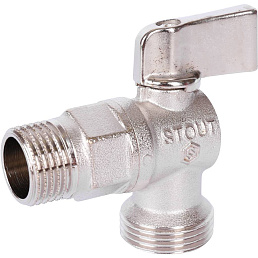 Кран шаровой Stout угловой для бытовой техники 1/2" х 3/4"