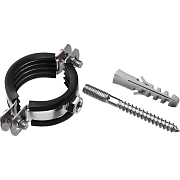 Комплект STOUT для труб: хомут, шуруп, дюбель пластиковый (87-94 мм) 3"