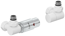 Автоматический терморегулятор Сунержа 3D левый 1/2" НР х 3/4" НГ (белый - хром)