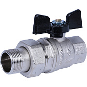 Кран шаровой Bugatti Oregon прямой с накидной гайкой 3/4", ручка-бабочка, арт.03220032 