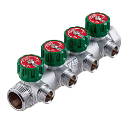 Регулируемый коллектор Far Multifar 1" с 4 отводами 1/2" НР