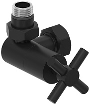 Вентиль Сунержа 3D левый (крест) G 1/2" НР х G 3/4" НГ (Матовый чёрный)