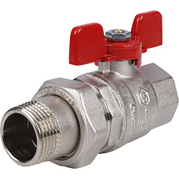 Кран шаровой Stout полнопроходной с американкой, ВР/НР, ручка бабочка 1" (EPDM)