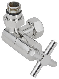 Вентиль Сунержа 3D левый (крест) G 1/2" НР х G 3/4" НГ (Матовая Шампань)