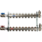 Коллектор Stout из нержавеющей стали в сборе, с регулирующими вставками 9 вых.