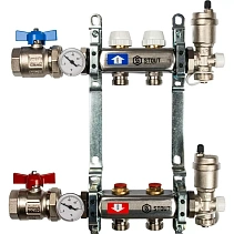 Коллектор Stout из нержавеющей стали в сборе, с регулирующими вставками 2 вых.