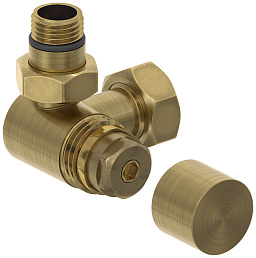 Вентиль Сунержа 3D левый (под шестигранник) G 1/2" НР х G 3/4" НГ (Состаренная латунь)