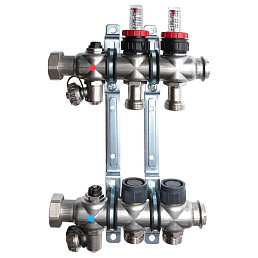 Коллектор Oventrop "Multidis SF" на 2 контура с регулирующими вставками и расходомерами