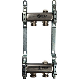 Коллектор Stout из нержавеющей стали для радиаторной разводки 2 вых.